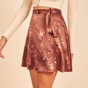 Reformation Simi Silk Wrap Skirt in Nona NWOT